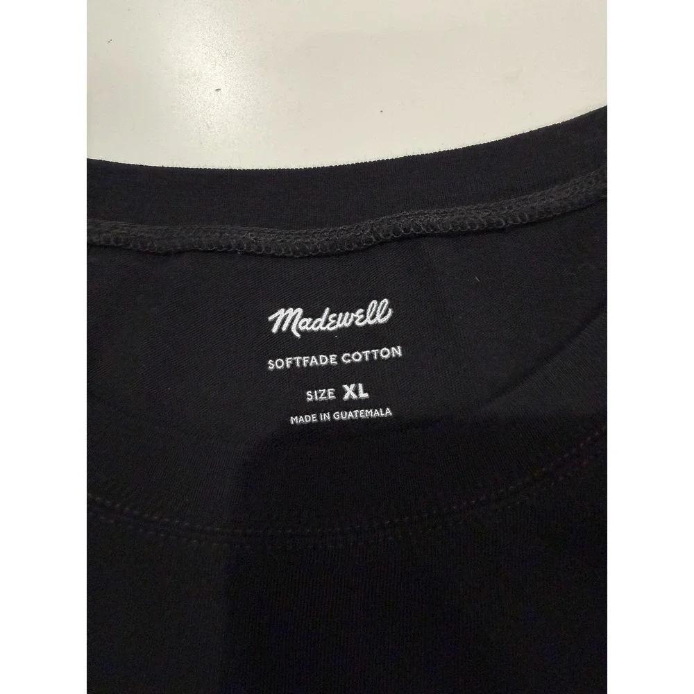 Madewell Essential Long-Sleeve Crewneck Tee Softfade Cotton Black XL - Picture 4 of 5